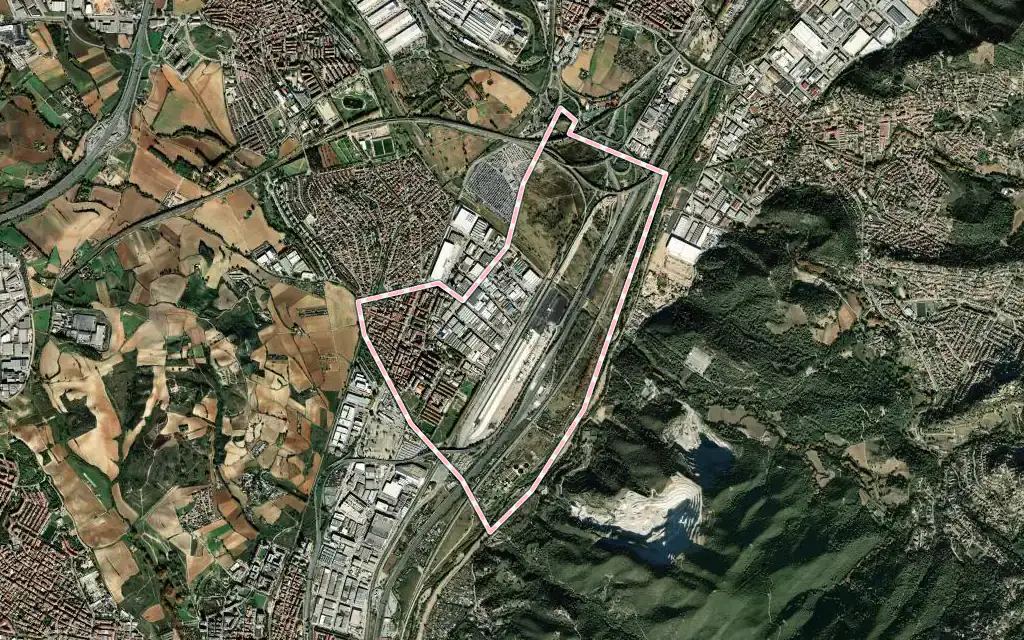 Vista satélite de la Llagosta con su contorno administrativo