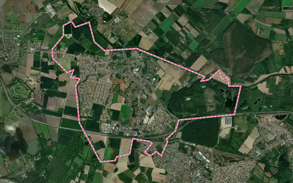 Vue satellite de Lallaing avec ses contours administratifs