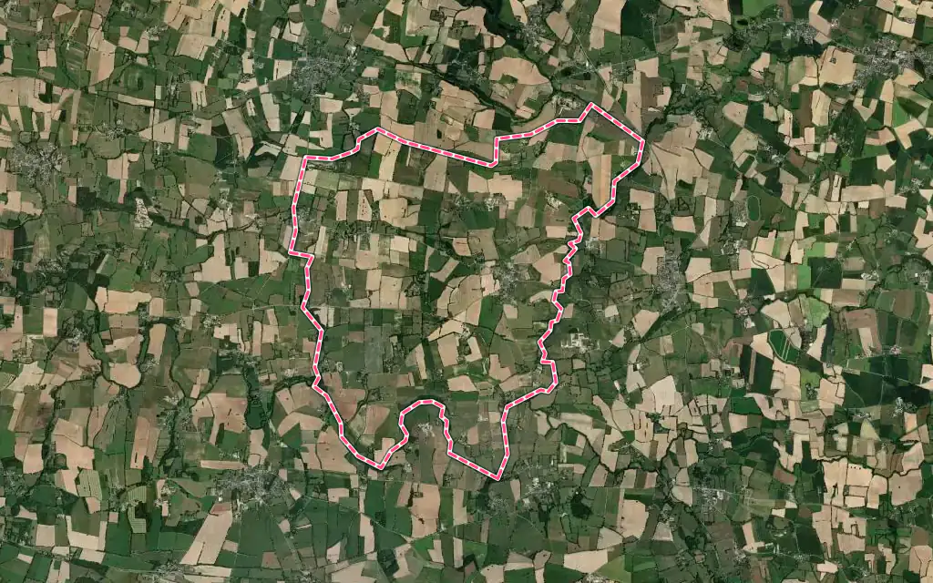 Vue satellite de Lalleu avec ses contours administratifs