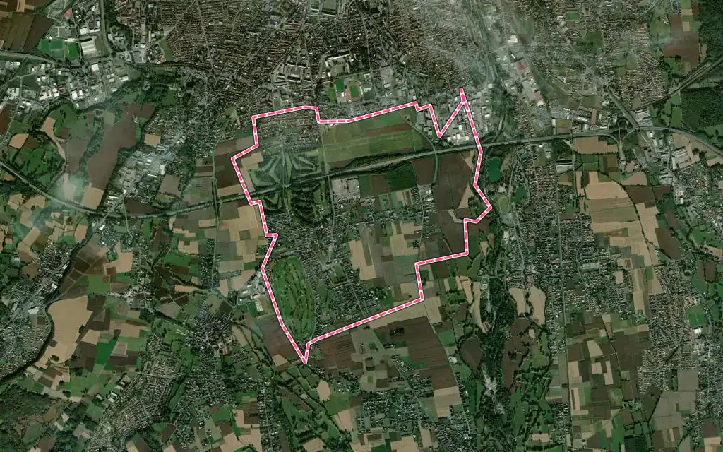 Vue satellite de Laloubère avec ses contours administratifs