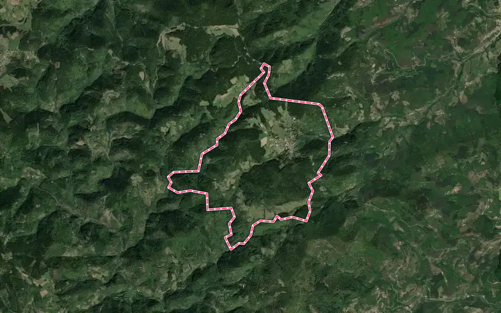 Vue satellite de Lalouvesc avec ses contours administratifs