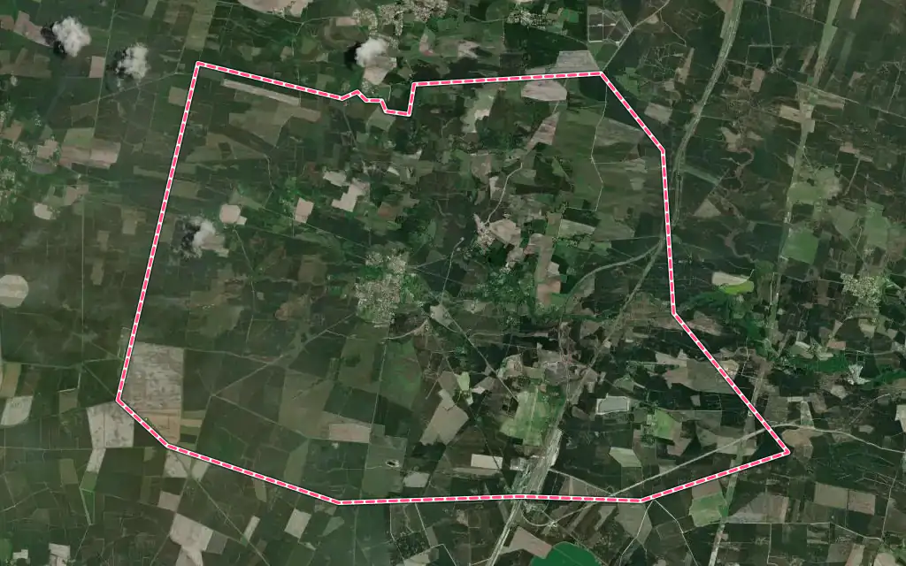 Vue satellite de Laluque avec ses contours administratifs
