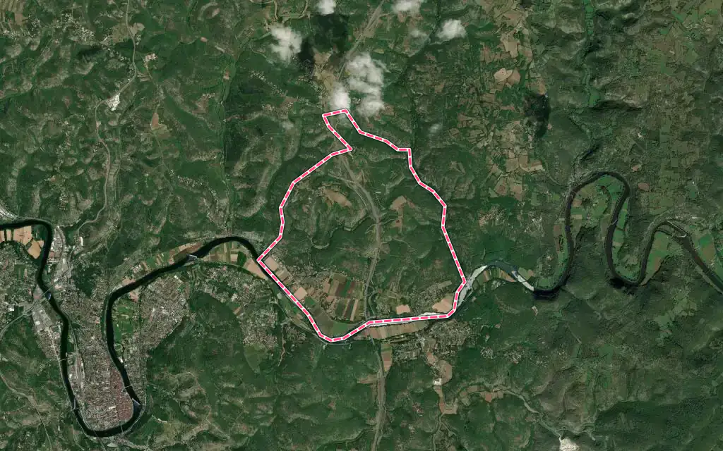 Vue satellite de Lamagdelaine avec ses contours administratifs