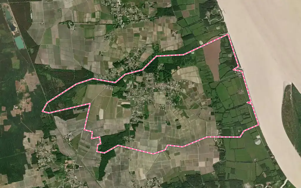Vue satellite de Lamarque avec ses contours administratifs