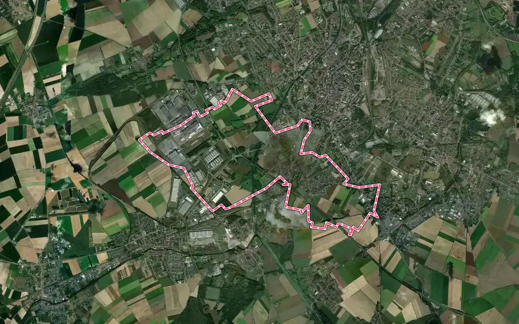 Vue satellite de Lambres-lez-Douai avec ses contours administratifs