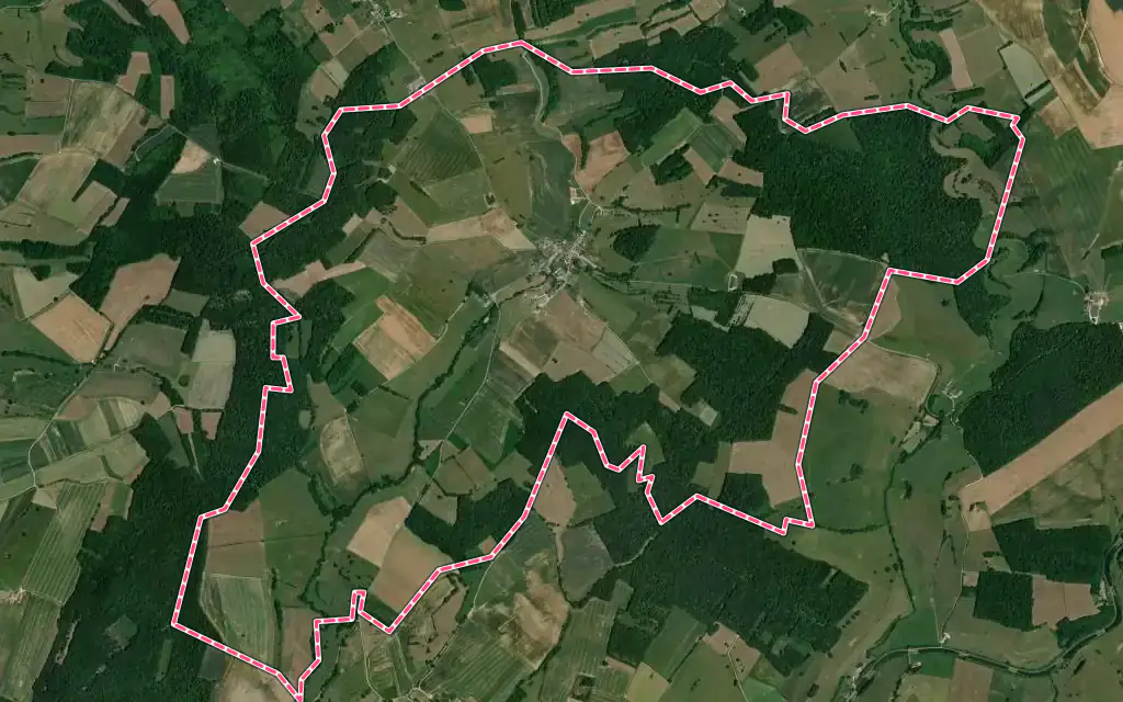 Vue satellite de Lametz avec ses contours administratifs