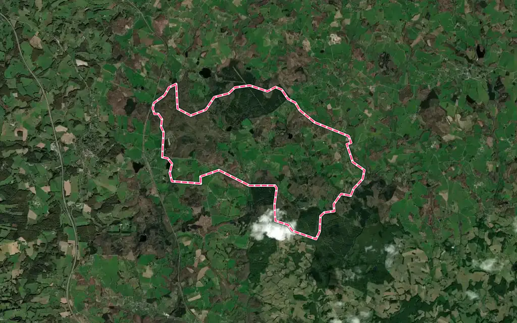 Vue satellite de Lamongerie avec ses contours administratifs