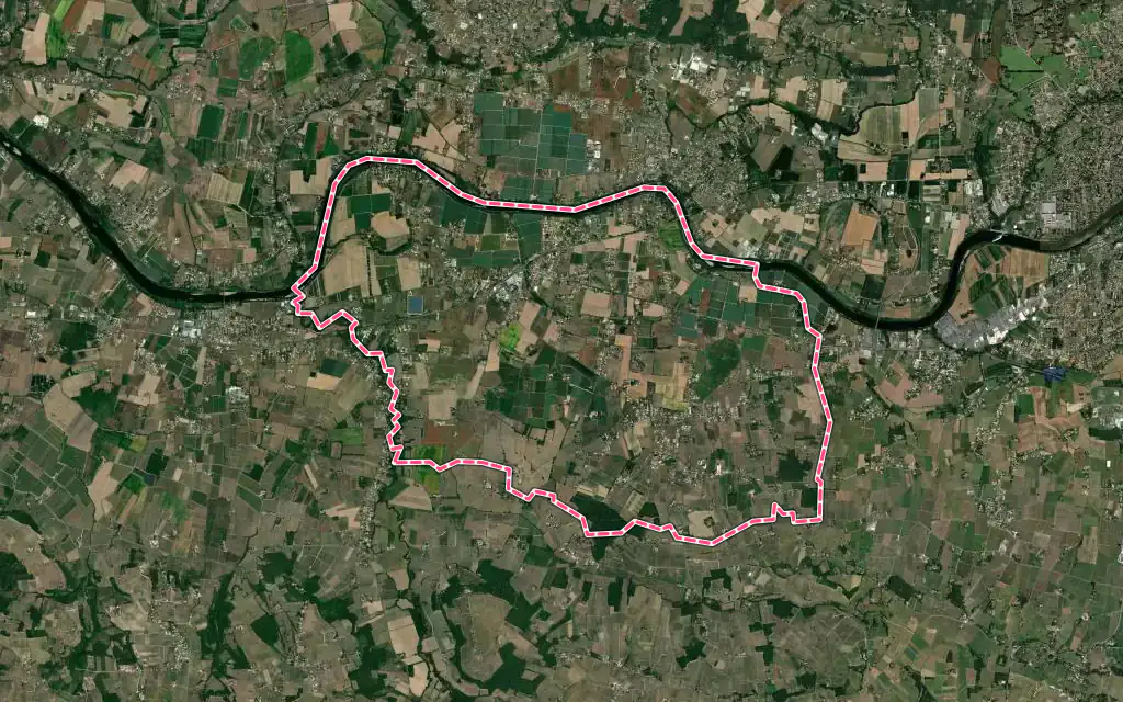 Vue satellite de Lamonzie-Saint-Martin avec ses contours administratifs