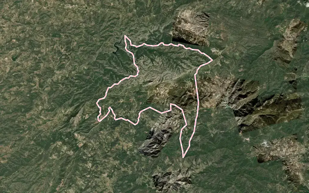 Vista satélite de la Morera de Montsant con su contorno administrativo