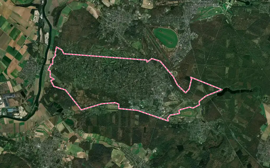 Vue satellite de Lamorlaye avec ses contours administratifs
