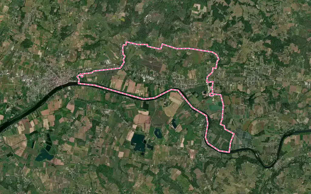 Vue satellite de Lamothe-Montravel avec ses contours administratifs