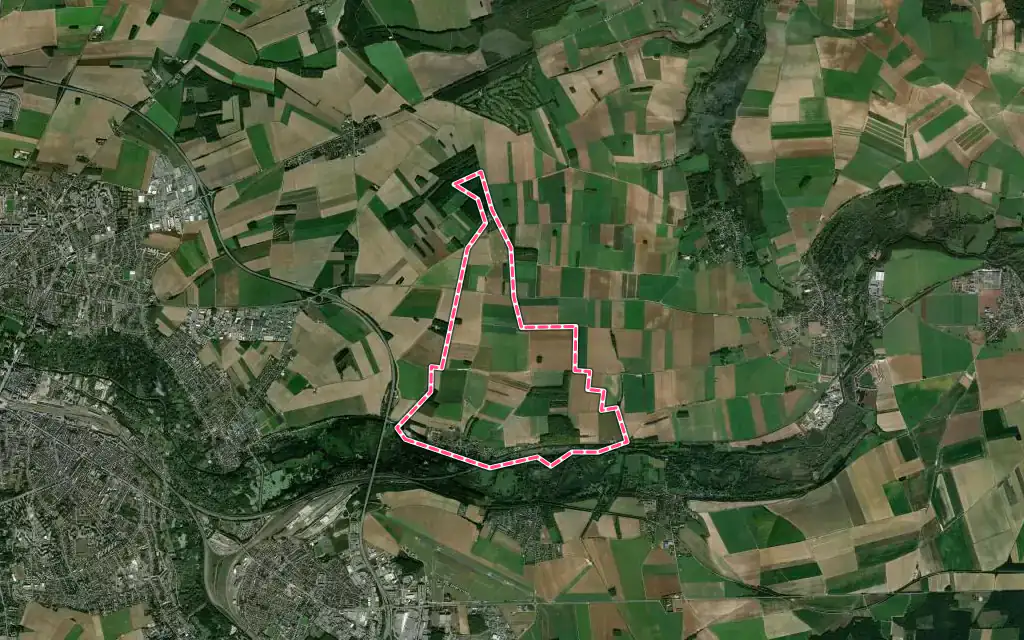 Vue satellite de Lamotte-Brebière avec ses contours administratifs