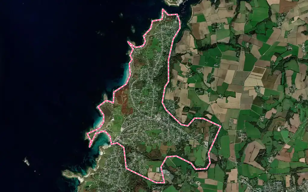 Vue satellite de Lampaul-Plouarzel avec ses contours administratifs