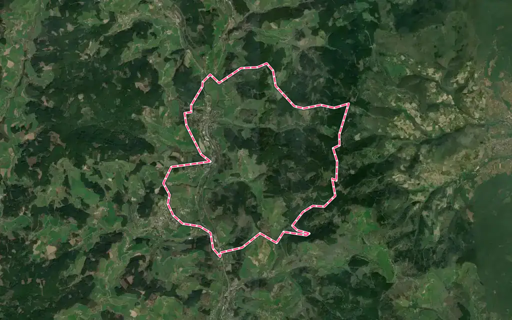 Vue satellite de Lamure-sur-Azergues avec ses contours administratifs