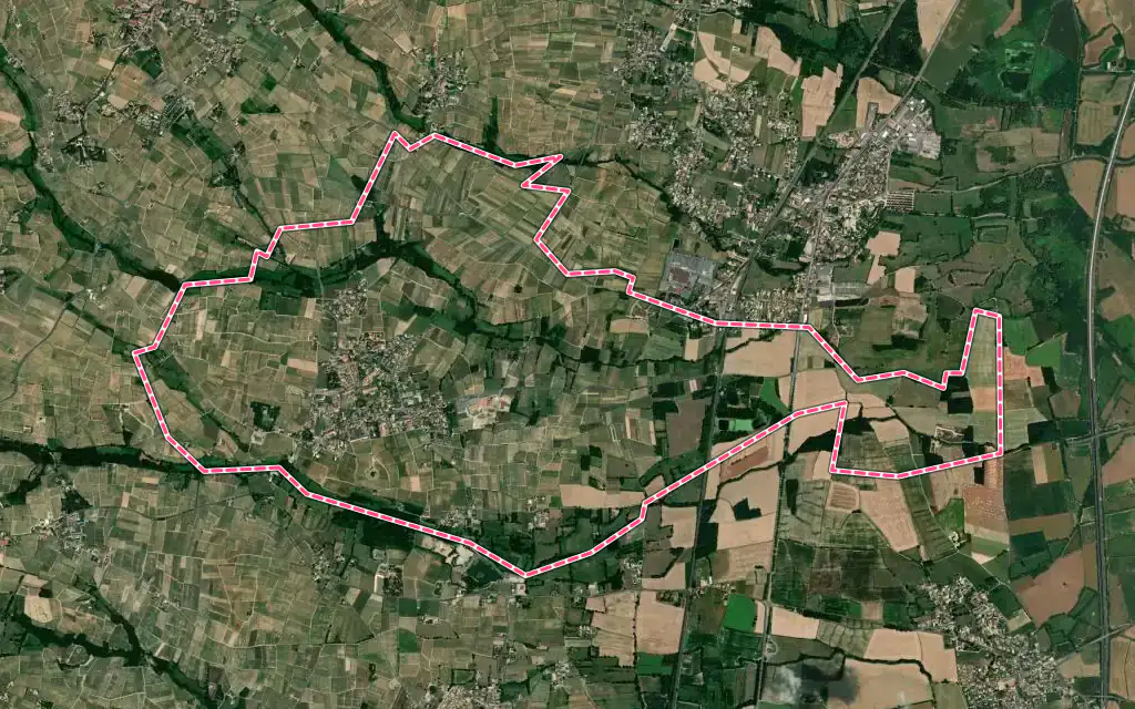 Vue satellite de Lancié avec ses contours administratifs