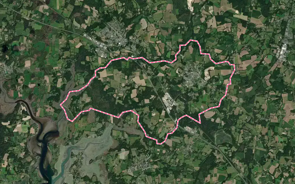 Vue satellite de Landaul avec ses contours administratifs