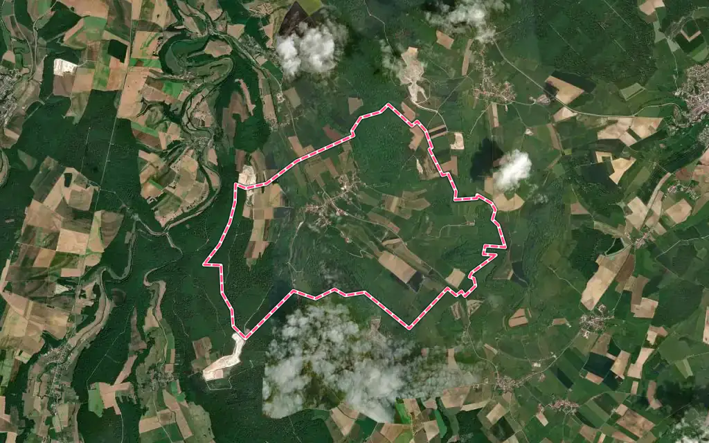 Vue satellite de Landaville avec ses contours administratifs