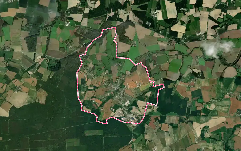 Vue satellite de Landébia avec ses contours administratifs