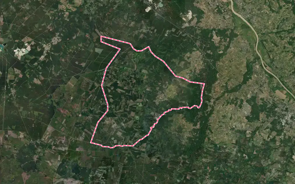 Vue satellite de Landiras avec ses contours administratifs