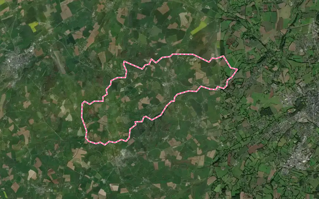 Vue satellite de Landisacq avec ses contours administratifs