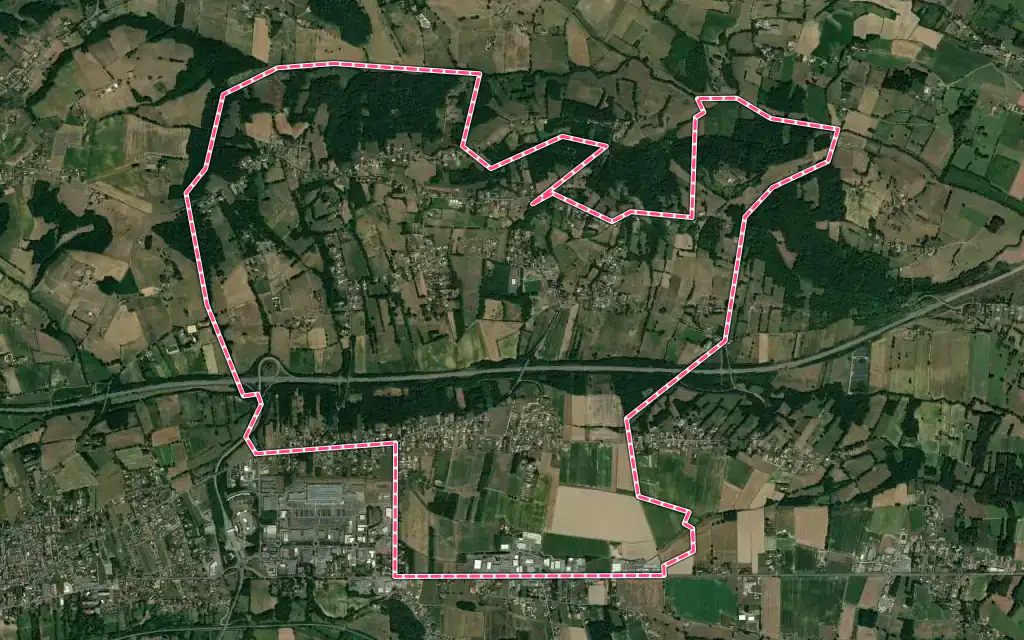 Vue satellite de Landorthe avec ses contours administratifs