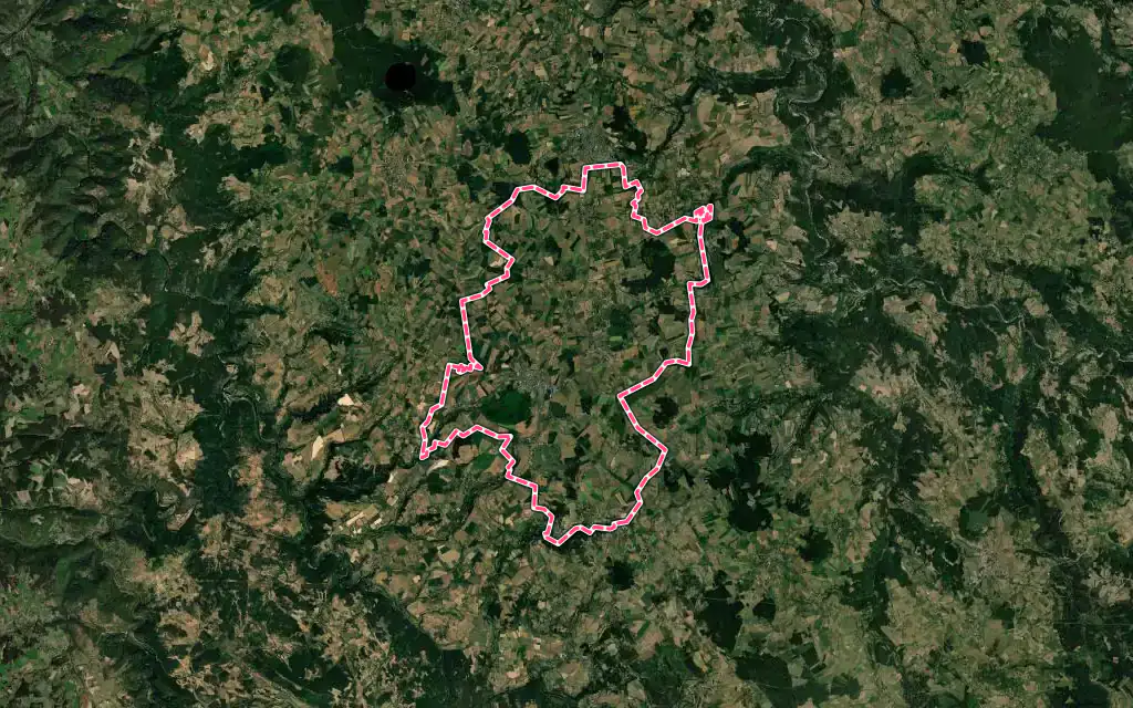 Vue satellite de Landos avec ses contours administratifs