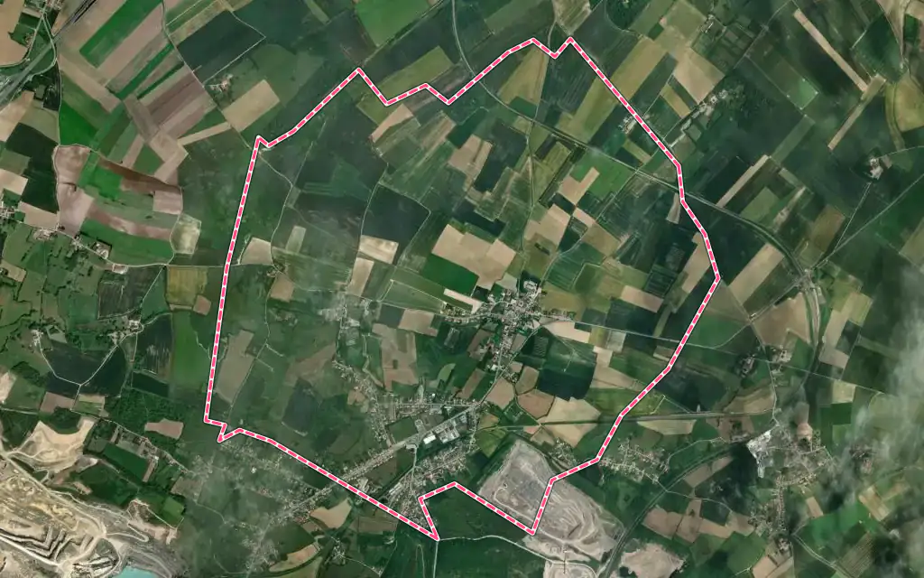Vue satellite de Landrethun-le-Nord avec ses contours administratifs