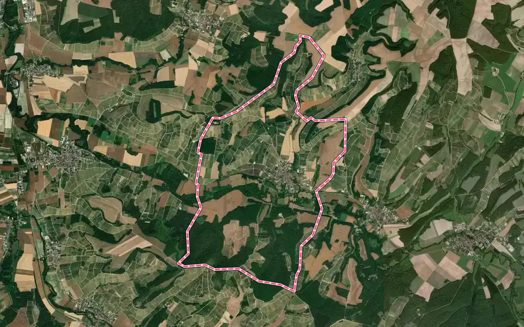 Vue satellite de Landreville avec ses contours administratifs