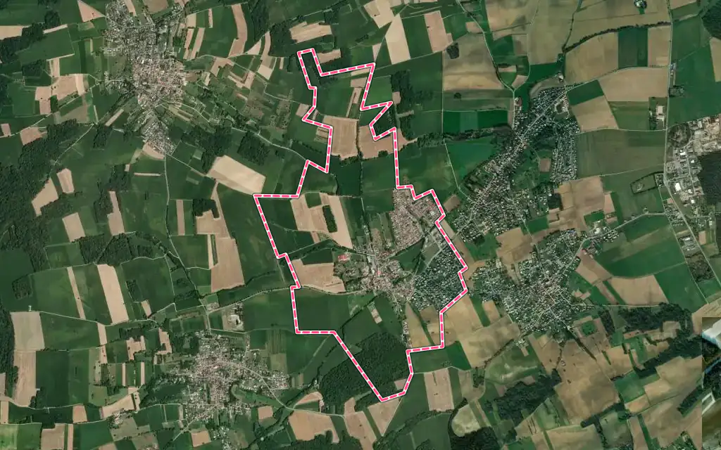 Vue satellite de Landser avec ses contours administratifs