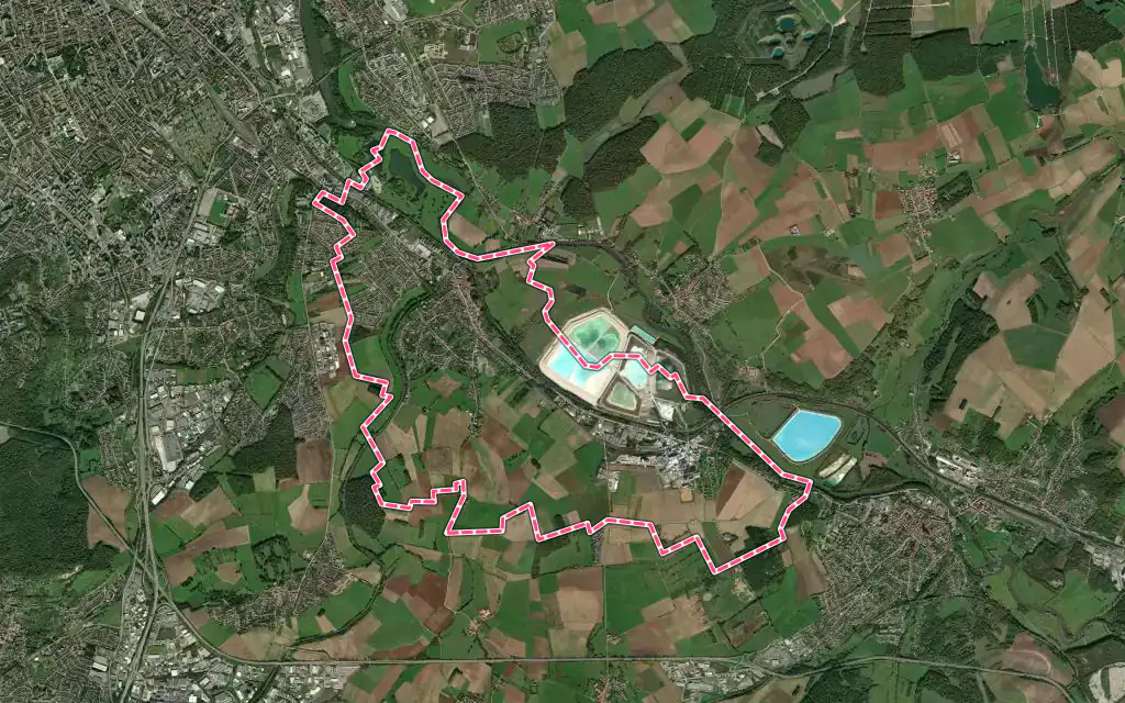 Vue satellite de Laneuveville-devant-Nancy avec ses contours administratifs