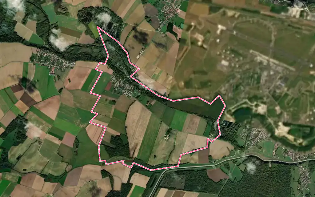 Vue satellite de Laneuville-au-Pont avec ses contours administratifs