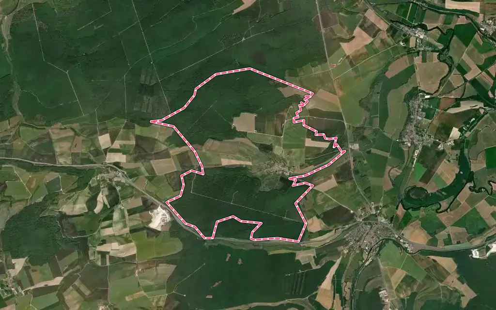 Vue satellite de Laneuville-au-Rupt avec ses contours administratifs