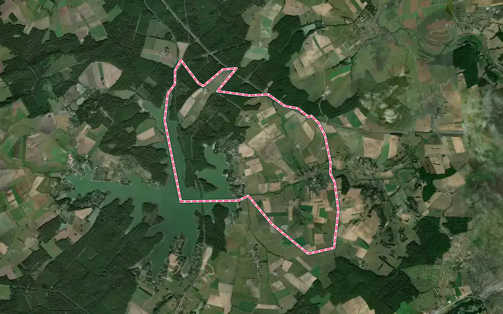 Vue satellite de Langatte avec ses contours administratifs