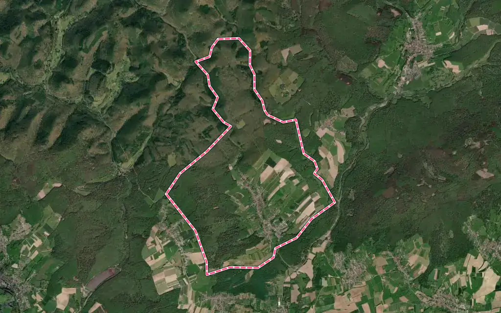 Vue satellite de Langensoultzbach avec ses contours administratifs