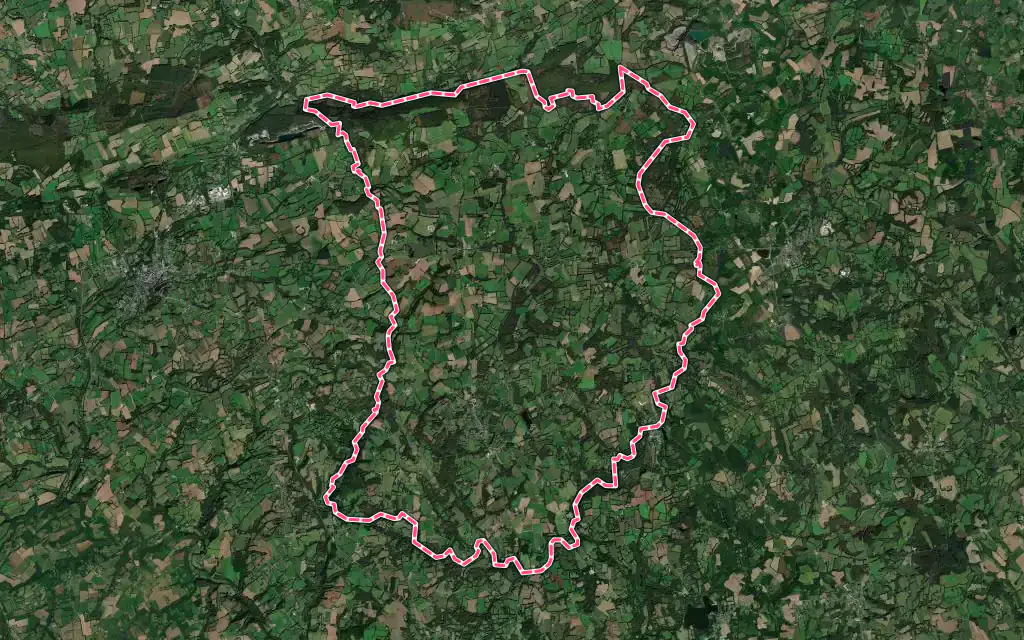 Vue satellite de Langonnet avec ses contours administratifs