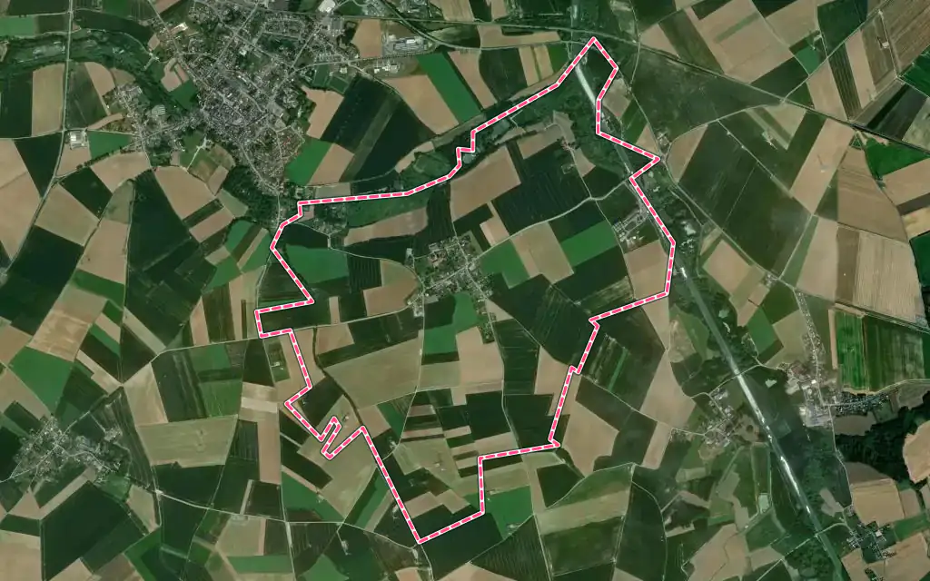 Vue satellite de Languevoisin-Quiquery avec ses contours administratifs
