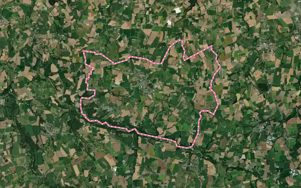 Vue satellite de Lanhouarneau avec ses contours administratifs