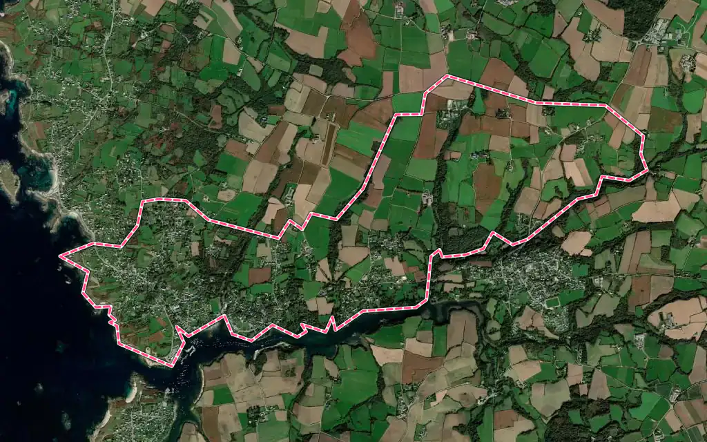 Vue satellite de Lanildut avec ses contours administratifs