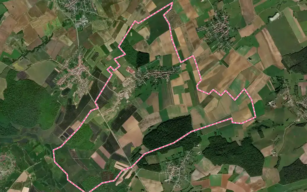 Vue satellite de Laning avec ses contours administratifs