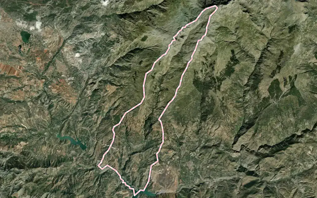 Vista satélite de Lanjarón con su contorno administrativo