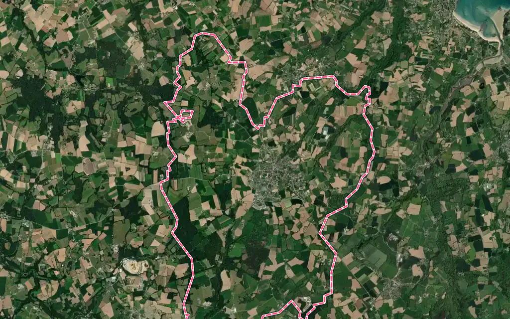 Vue satellite de Lanmeur avec ses contours administratifs