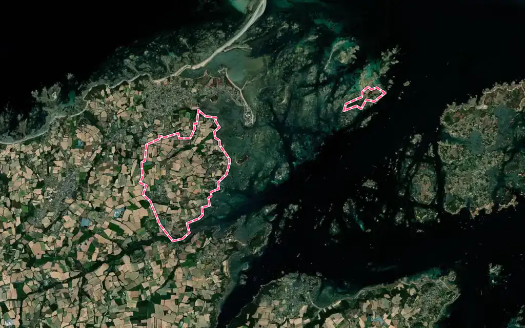 Vue satellite de Lanmodez avec ses contours administratifs
