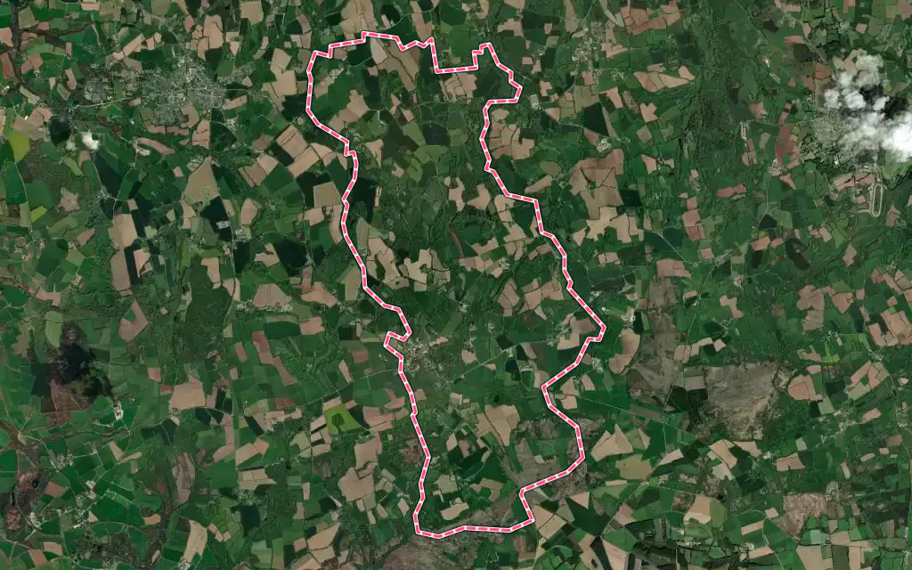Vue satellite de Lannéanou avec ses contours administratifs
