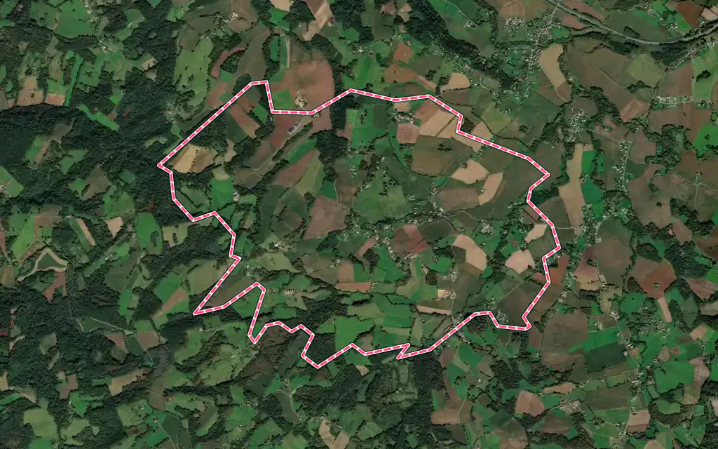 Vue satellite de Lanneplaà avec ses contours administratifs