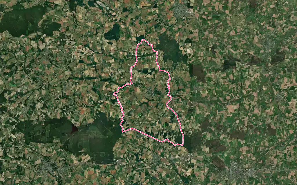 Vue satellite de Lanrelas avec ses contours administratifs