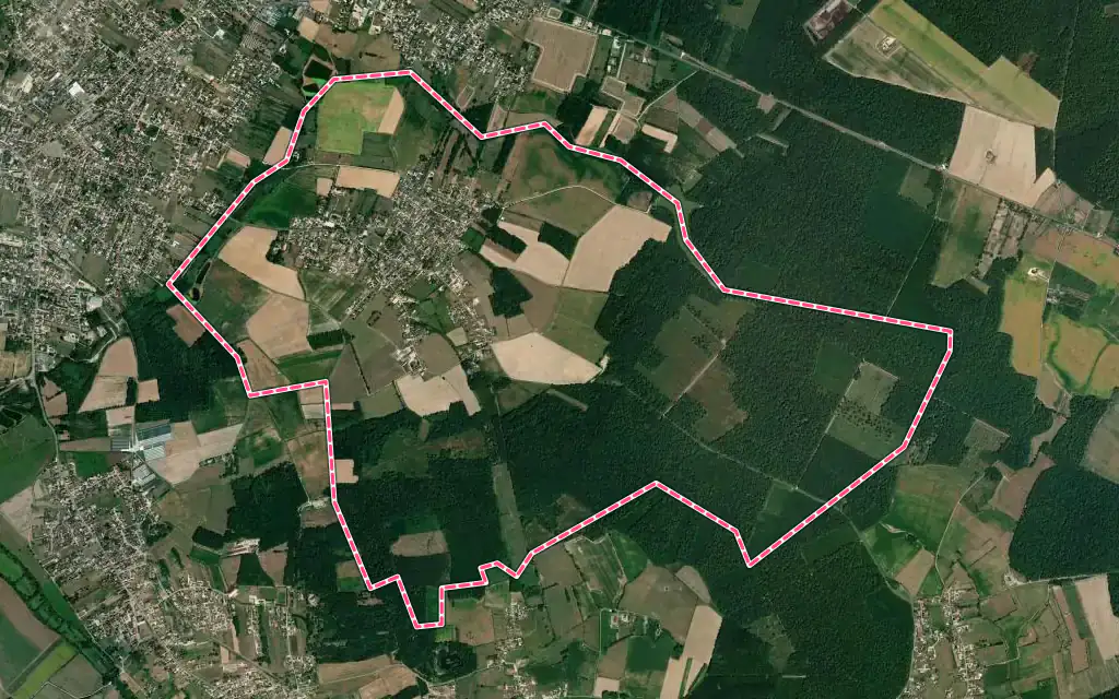 Vue satellite de Lans avec ses contours administratifs