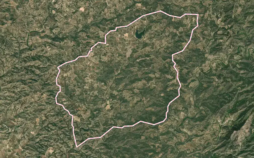 Vista satélite de la Palma d'Ebre con su contorno administrativo