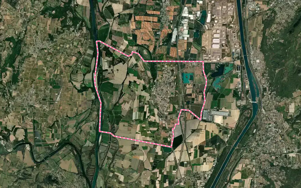 Vue satellite de Lapalud avec ses contours administratifs