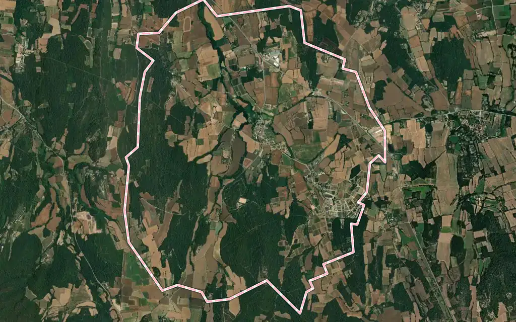 Vista satélite de la Pera con su contorno administrativo