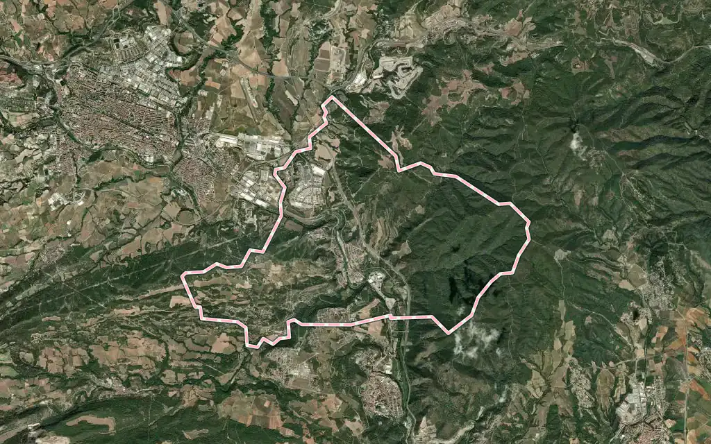 Vista satélite de la Pobla de Claramunt con su contorno administrativo